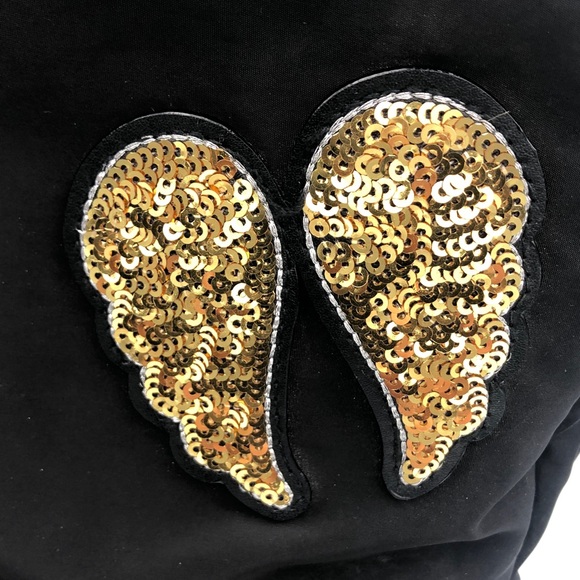 Victoria's Secret Black Backpack with Gold Embellishments Hearts & Wings - Picture 6 of 11